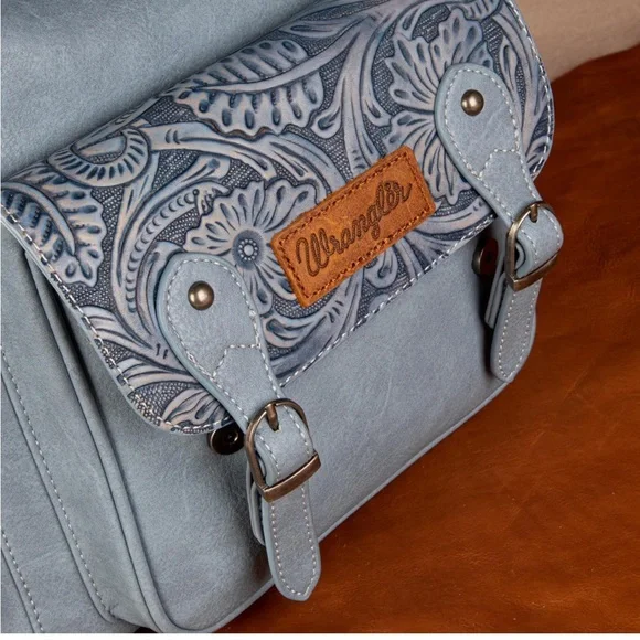 Wrangler Vintage Floral Tooled Backpack - Blue Jean - Picture 5 of 6